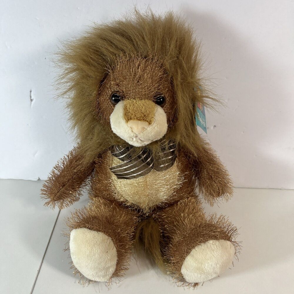 Aurora World People Pals Brown Lion Plush Stuffed Animal Ribbon Bow Retired NEW